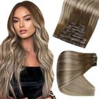 Balayage Dark Brown to Ash Brown 100% Remy Human Hair （#3 8 22）