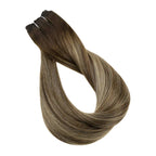 Dark Brown With Low Lights 100% Remy Human Hair（#2 3 27）