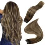 Dark Brown With Low Lights 100% Remy Human Hair（#2 3 27）