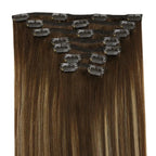 100% Remy Human Hair Balayage Medium Brown Honey Blonde（#4 24 4 ）