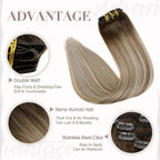 Balayage Dark Brown to Ash Brown 100% Remy Human Hair （#3 8 22）