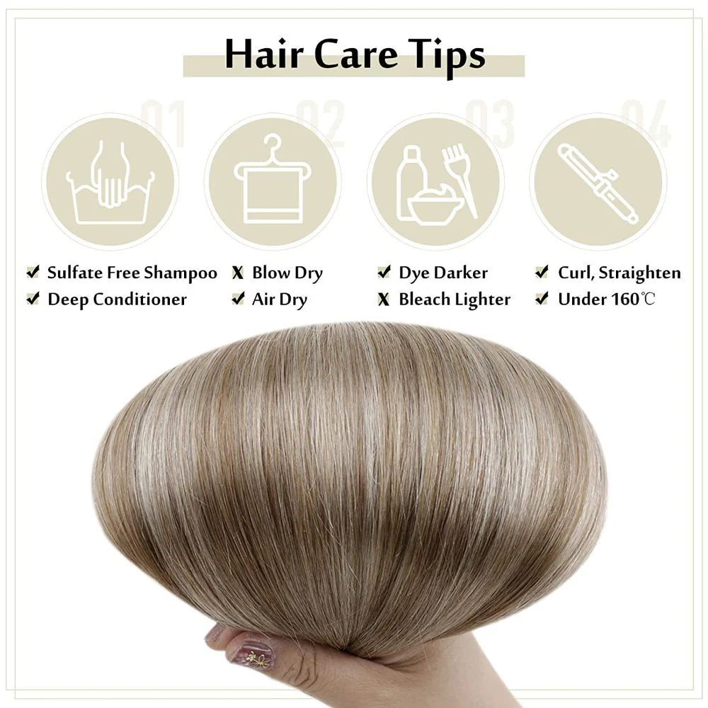 Balayage Dark Brown to Ash Brown 100% Remy Human Hair （#3 8 22）