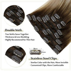 Balayage Dark Brown to Ash Brown 100% Remy Human Hair （#3 8 22）