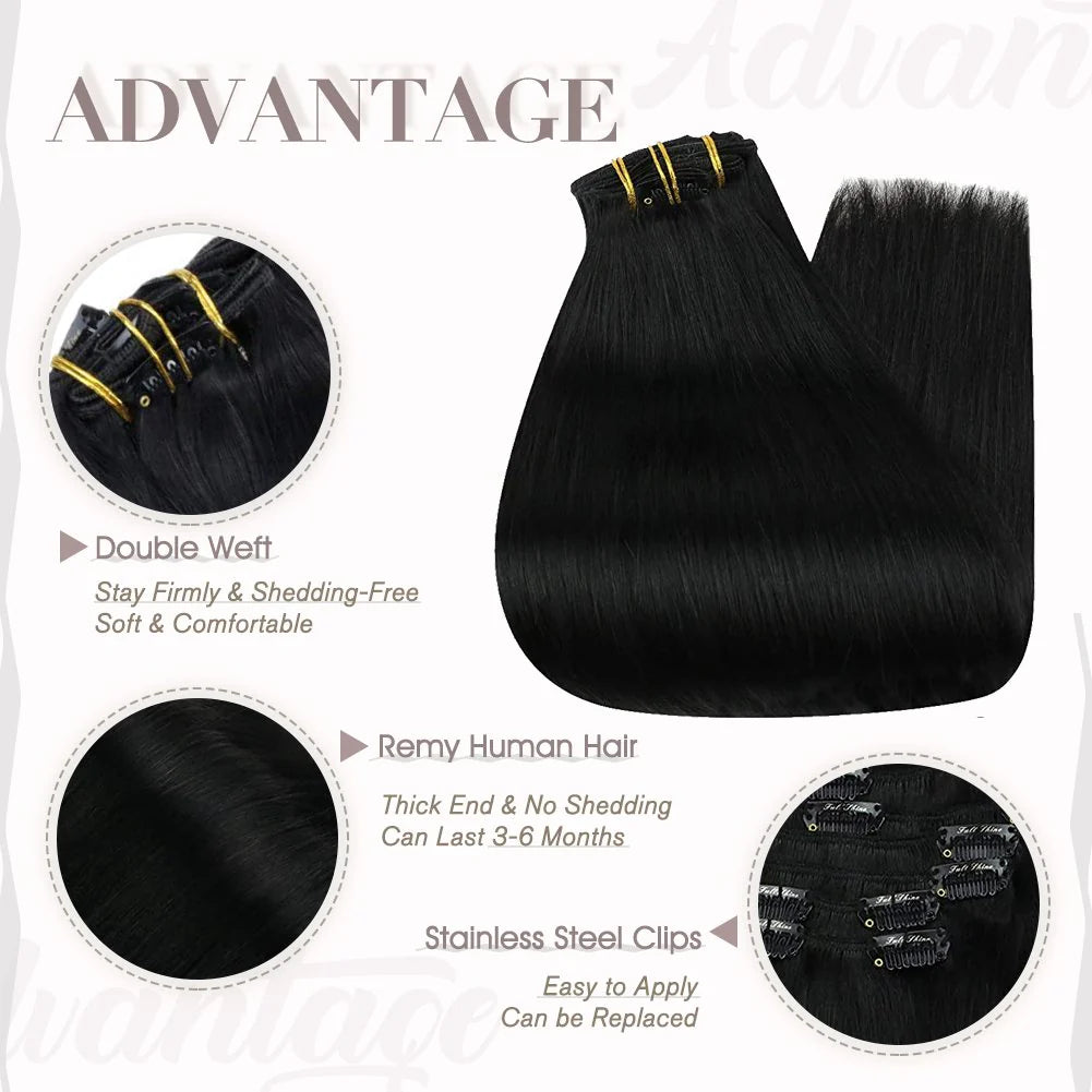 Jet Black 100% Remy Human Hair（#1）