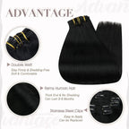 Jet Black 100% Remy Human Hair（#1）