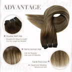 Dark Brown With Low Lights 100% Remy Human Hair（#2 3 27）