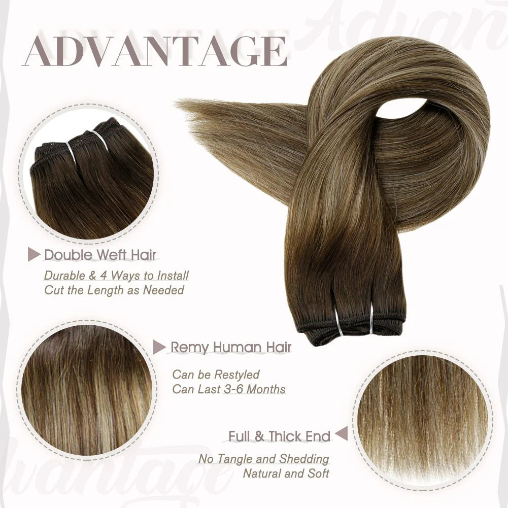 Dark Brown With Low Lights 100% Remy Human Hair（#2 3 27）