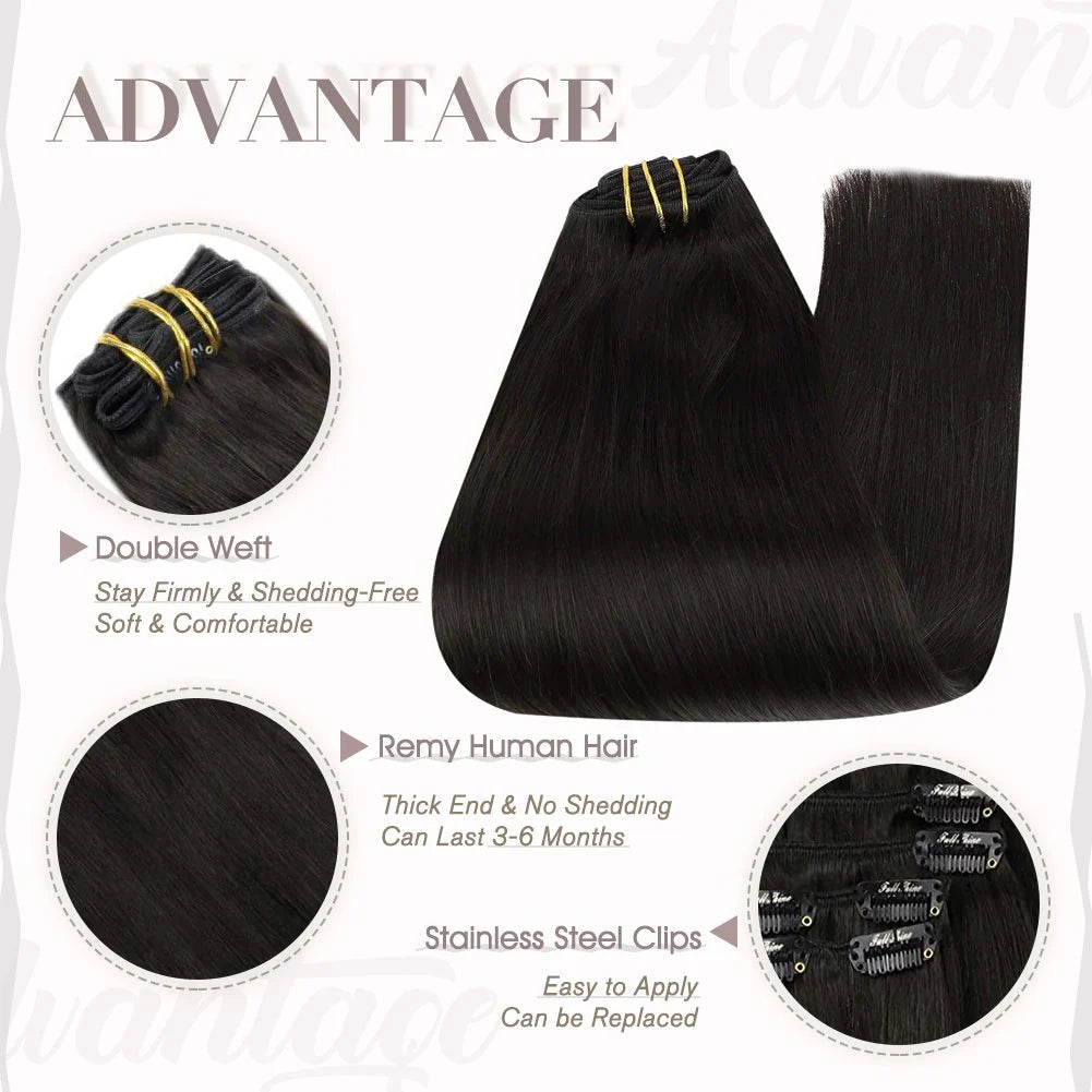 Natural Black 100% Remy Human Hair（#1B）