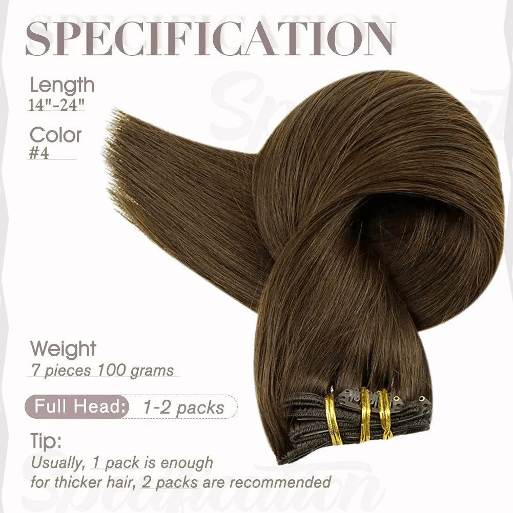 Medium Brown 100% Remy Human Hair（#4）
